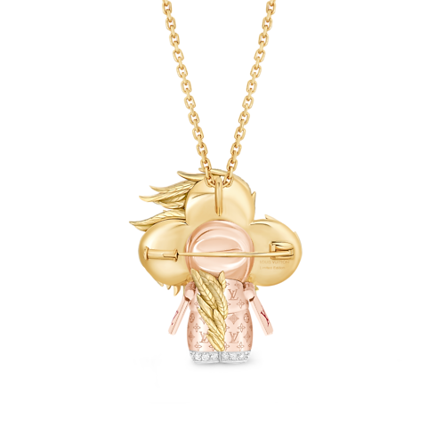 Vivienne Rooster Pendant, 3 Golds, Lacquer, Diamonds & Colored Gemstones in Les Extraordinaires's Jewelry Necklaces and Pendants collections by Louis Vuitton (Product zoom)