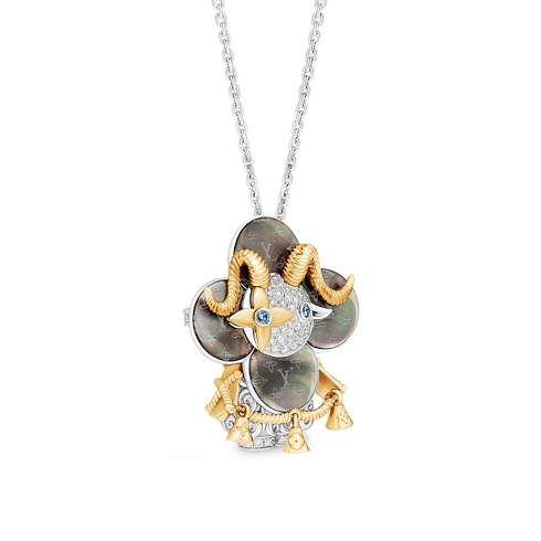 Vivienne Sheep Pendant, Yellow Gold, White Gold, Grey Mother-Of-Pearl, Diamonds & Colored Gemstones in Les Extraordinaires's Jewelry Necklaces and Pendants collections by Louis Vuitton (Product zoom)