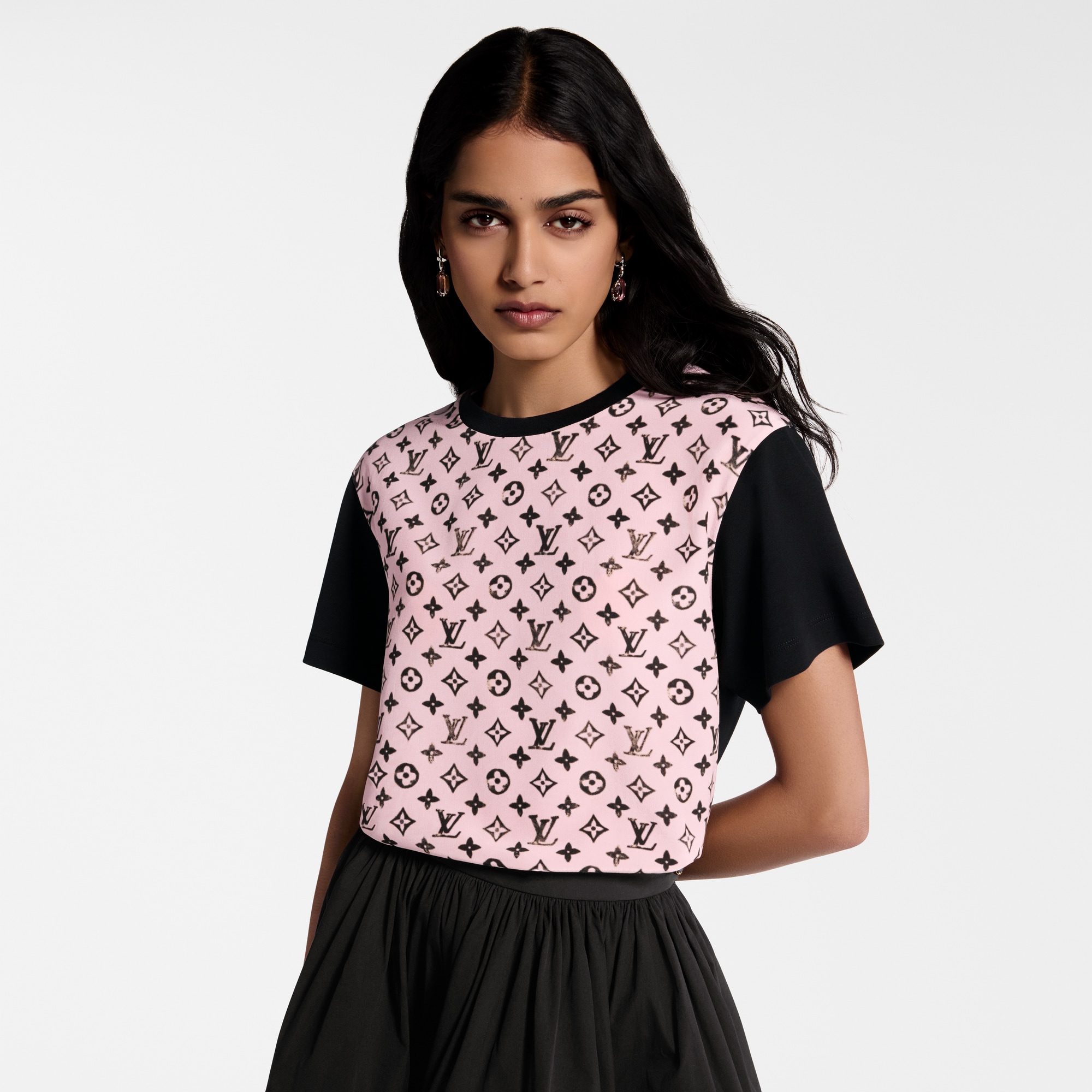 Washed Monogram Front T-Shirt  in Women