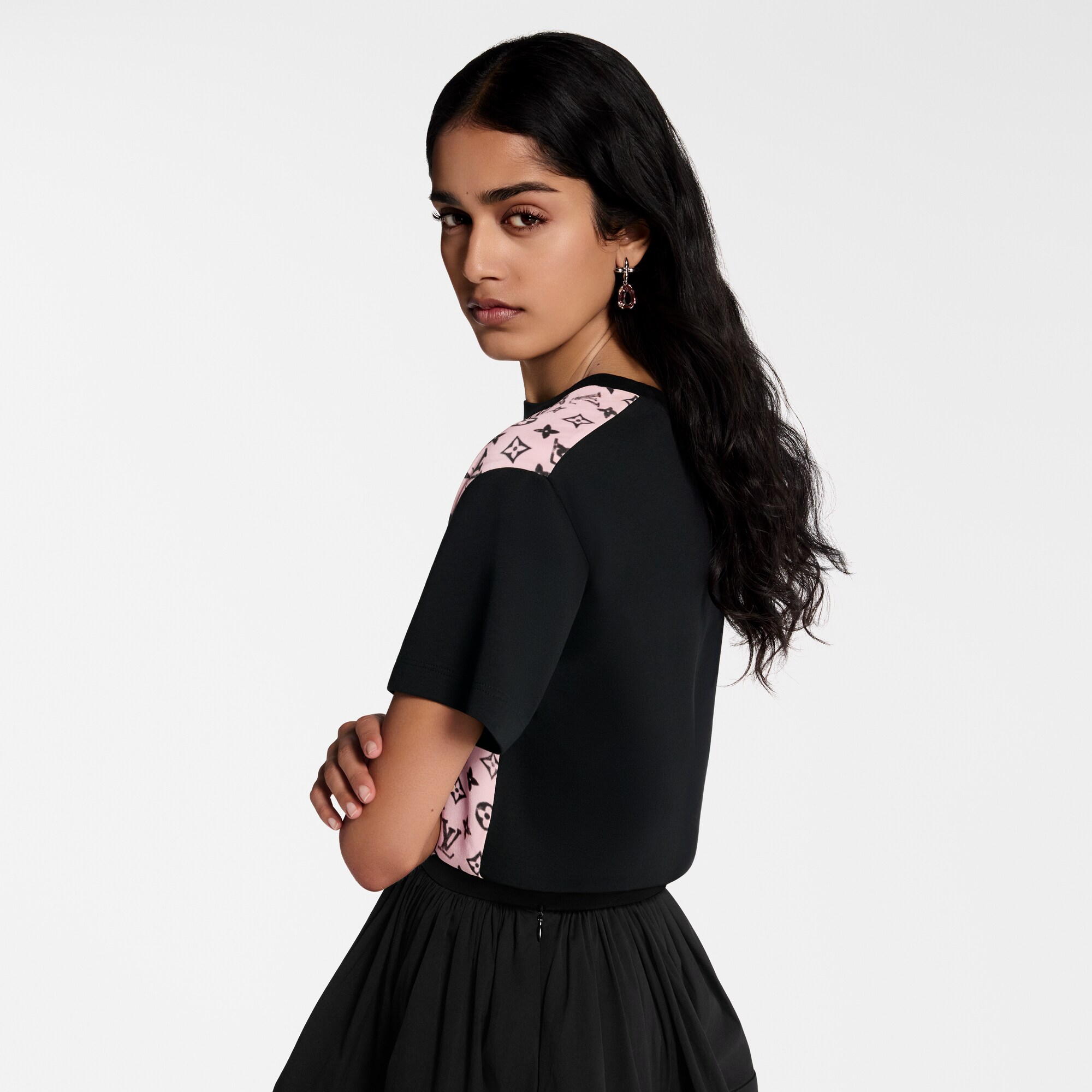 Washed Monogram Front T-Shirt  in Women