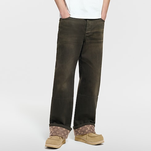 Waxed Denim Pants With Signature Turn-Ups in Men's Ready-to-Wear Denim collections by Louis Vuitton (Product zoom)