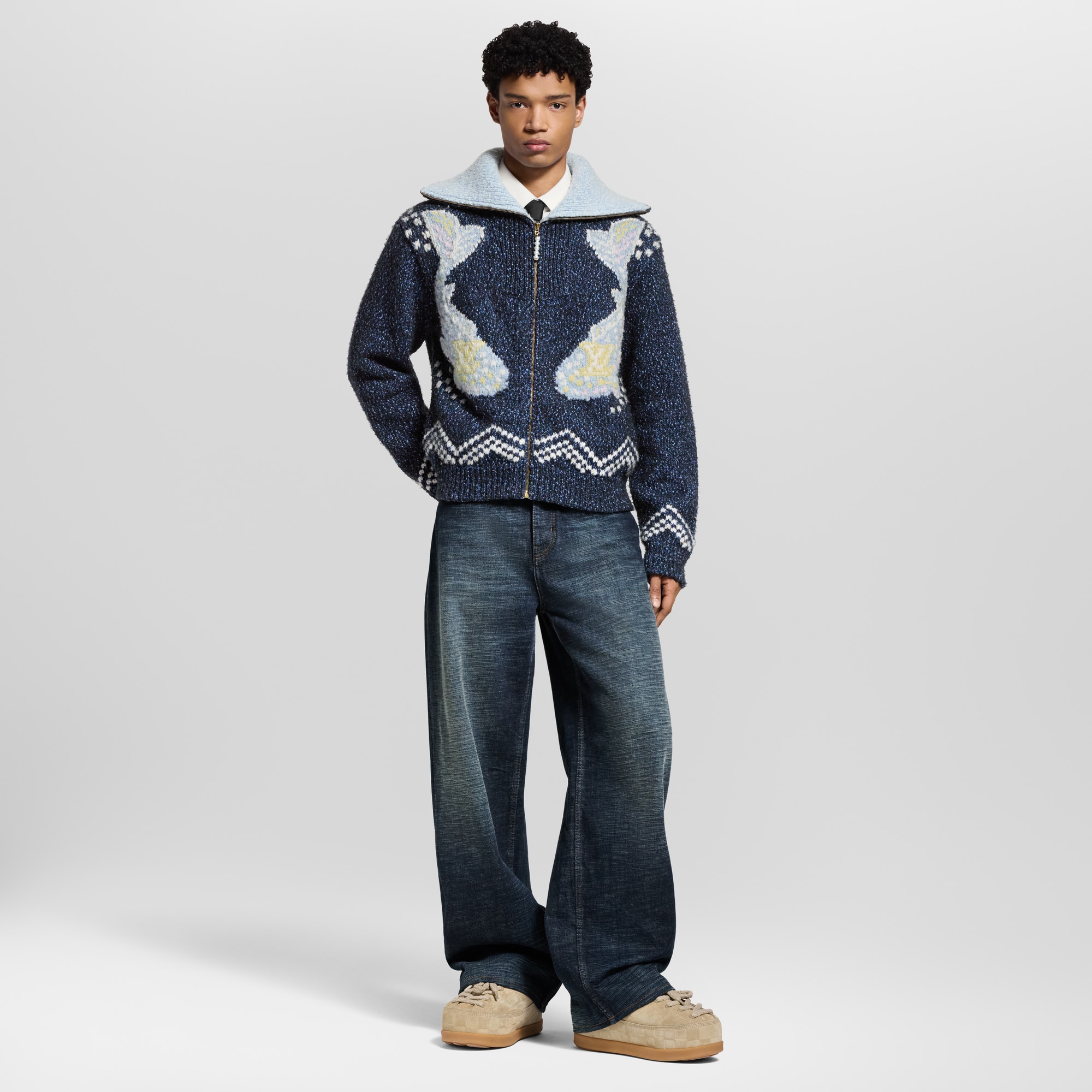 Wide Leg Denim Pants  in Men
