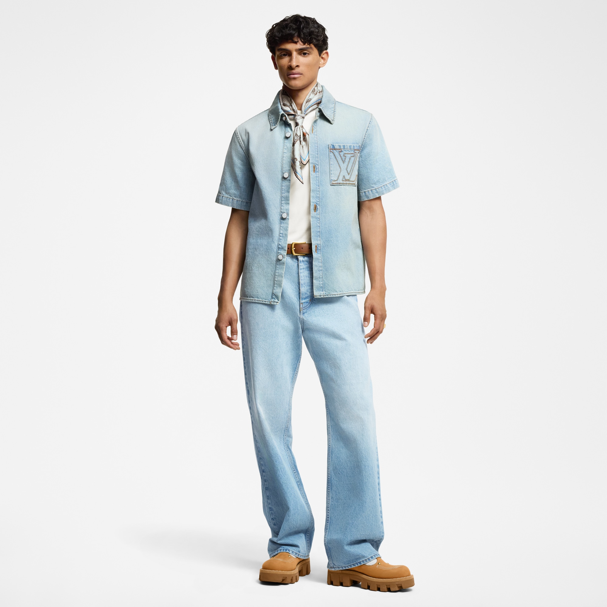 Wide Leg Fit Denim Pants  in Men