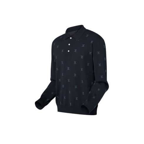 Wool, Silk And Cashmere-Blend Long Sleeve LV Blason Polo in Men's Ready-to-Wear All Ready-to-Wear collections by Louis Vuitton (Product zoom)