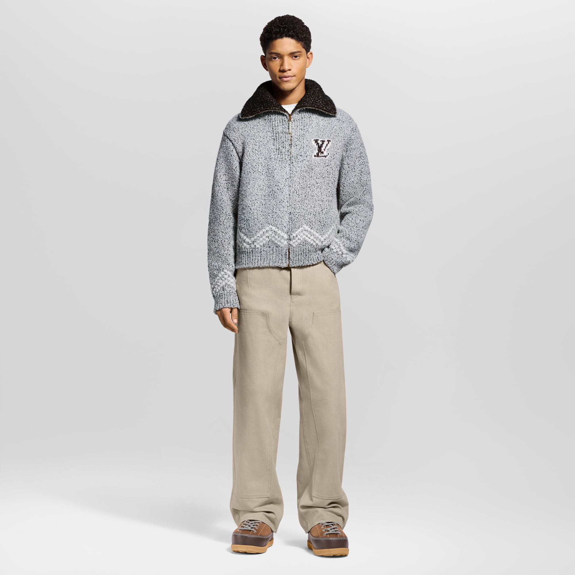 Zippered Knitted Blouson  in Men