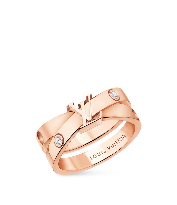 Empreinte Double Ring, Pink Gold and Diamonds Categories LOUIS