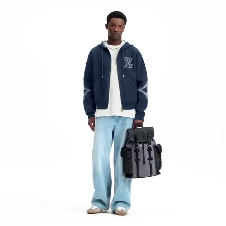 Graphic Intarsia Zipped Cotton Hoodie - Ready-to-Wear | LOUIS VUITTON